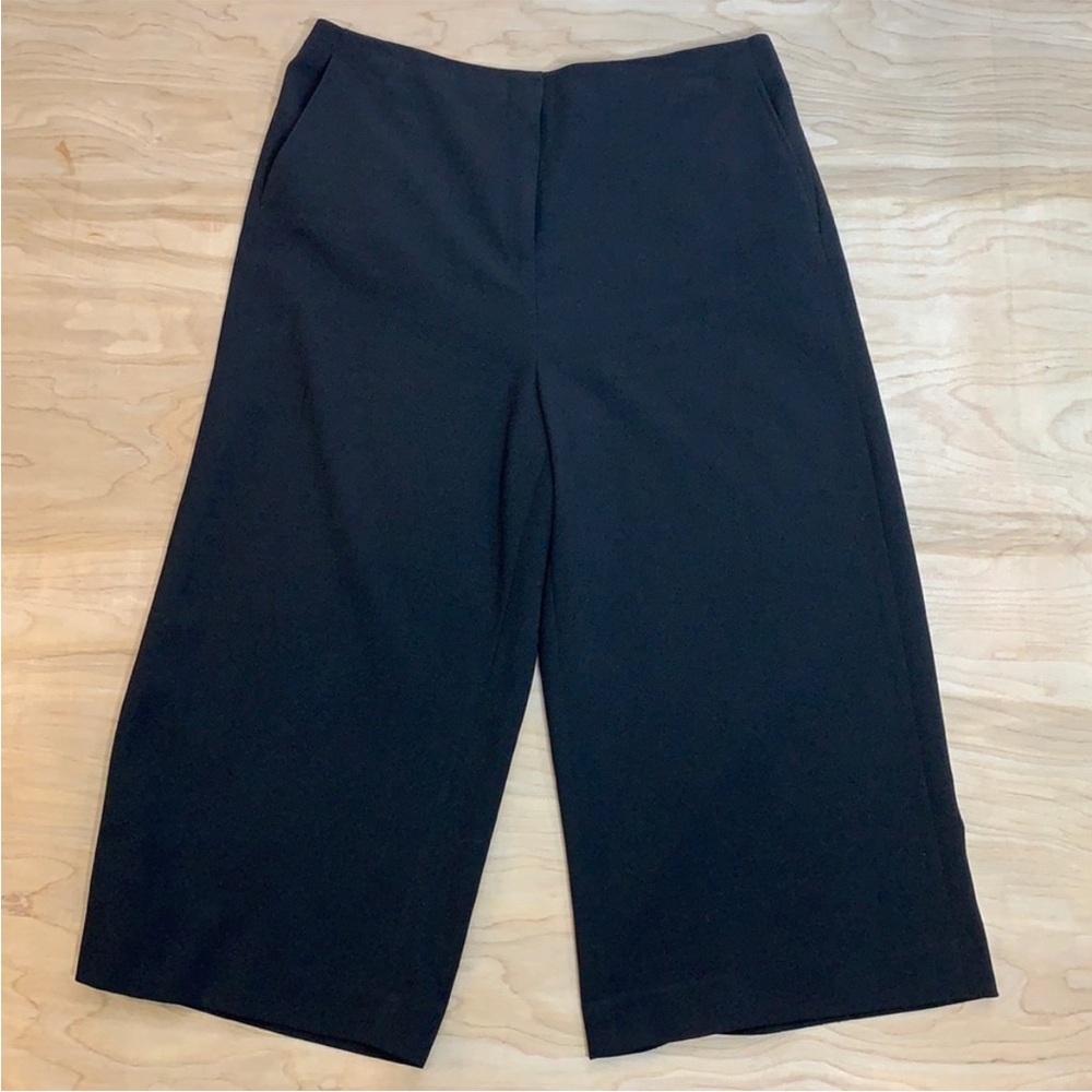 Culottes Black Wide Leg Cropped High Waist  Pants with Pockets Dressy Size 6